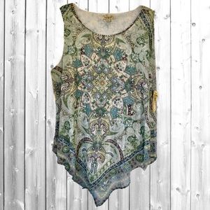 One World Layered Flowing Sleeveless Tunic Blouse